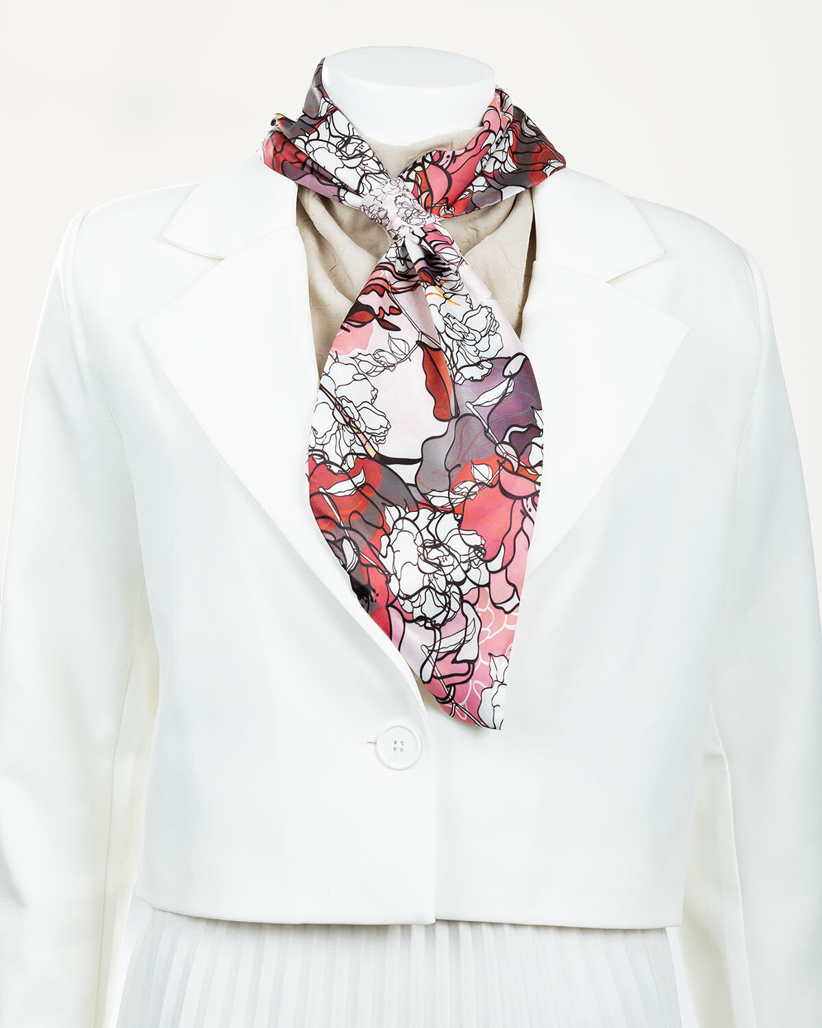 Flora Desenli İpeksi Rayon Boyun Fuları