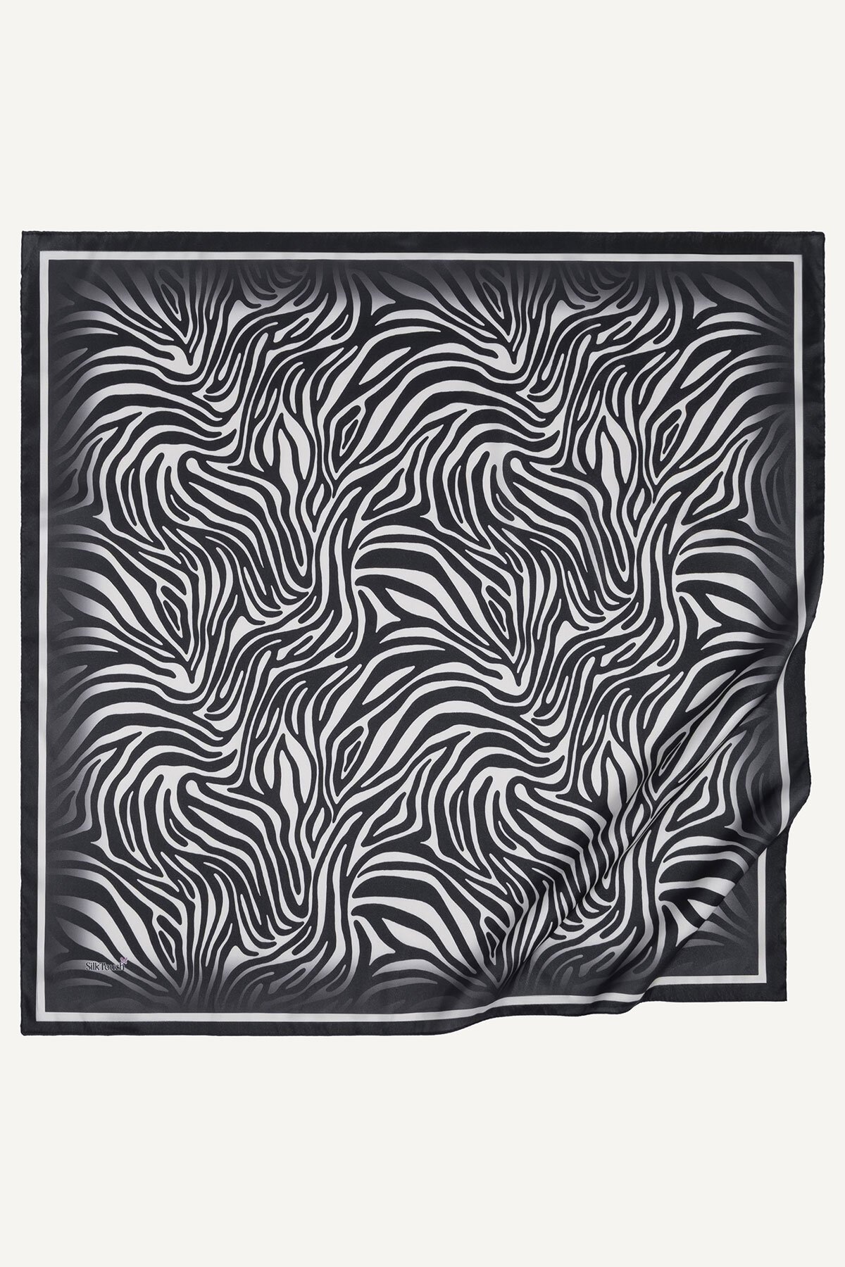 Siyah Zebra Desen Kristal Eşarp