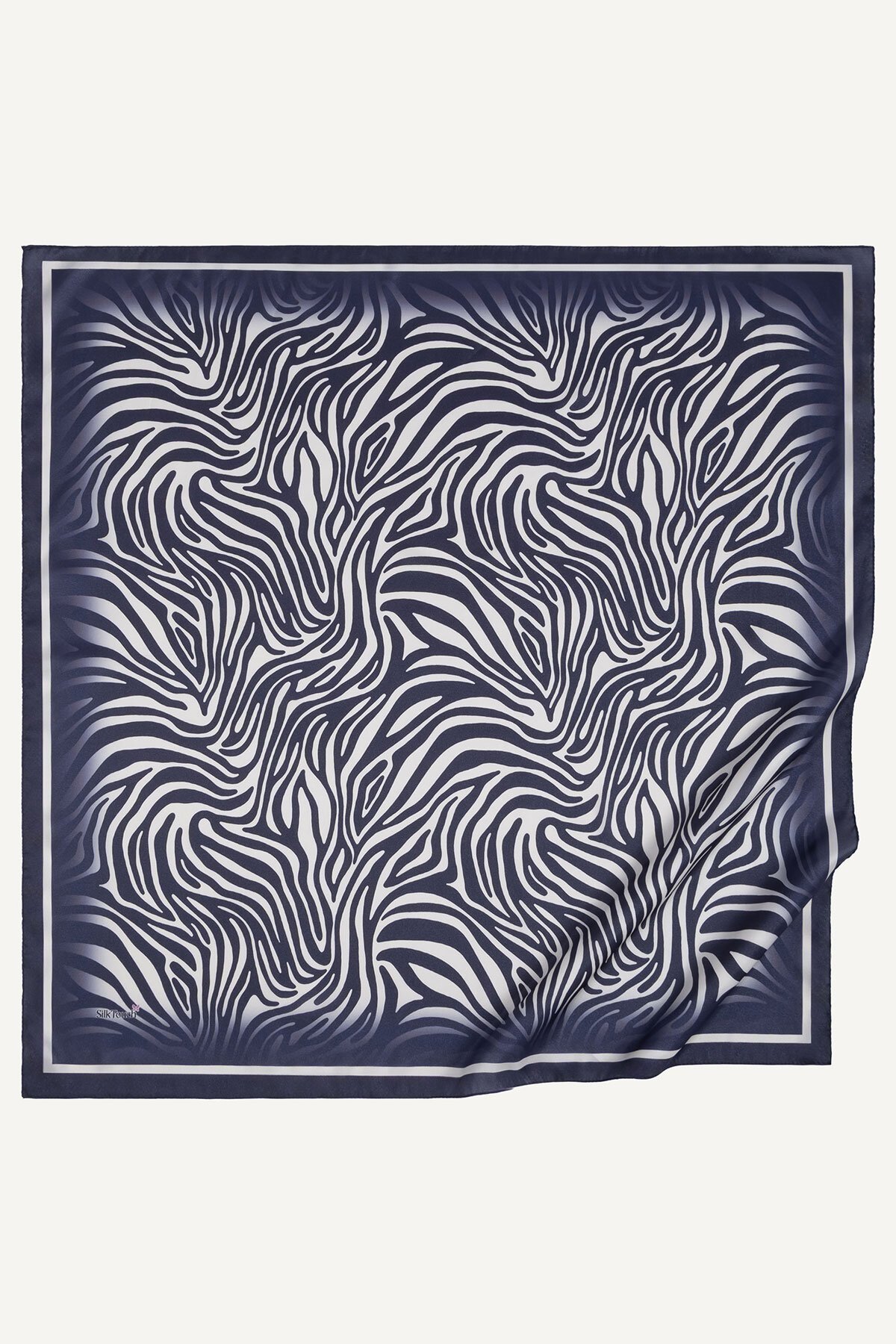 Lacivert Zebra Desen Kristal Eşarp