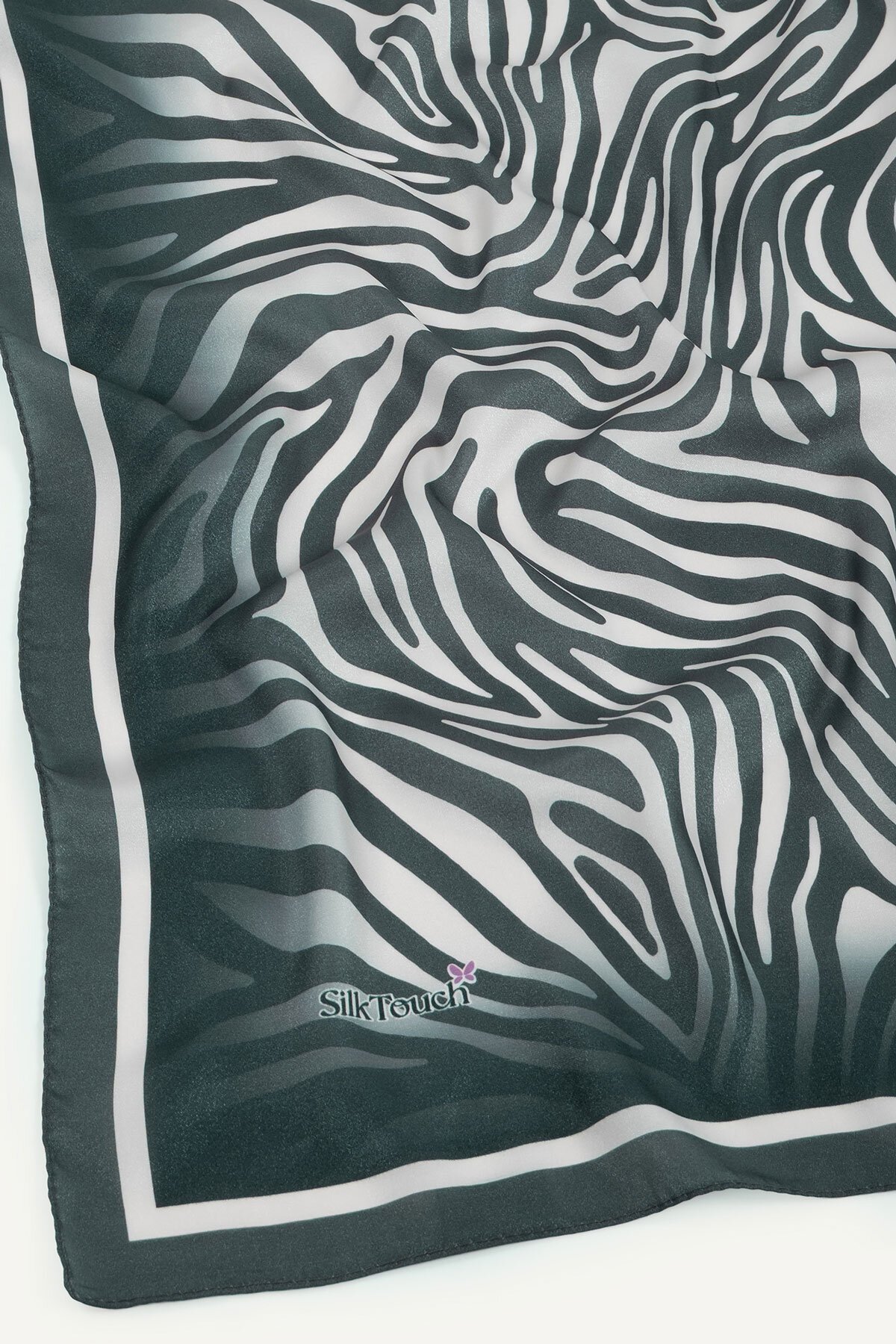 Gri Zebra Desen Kristal Eşarp