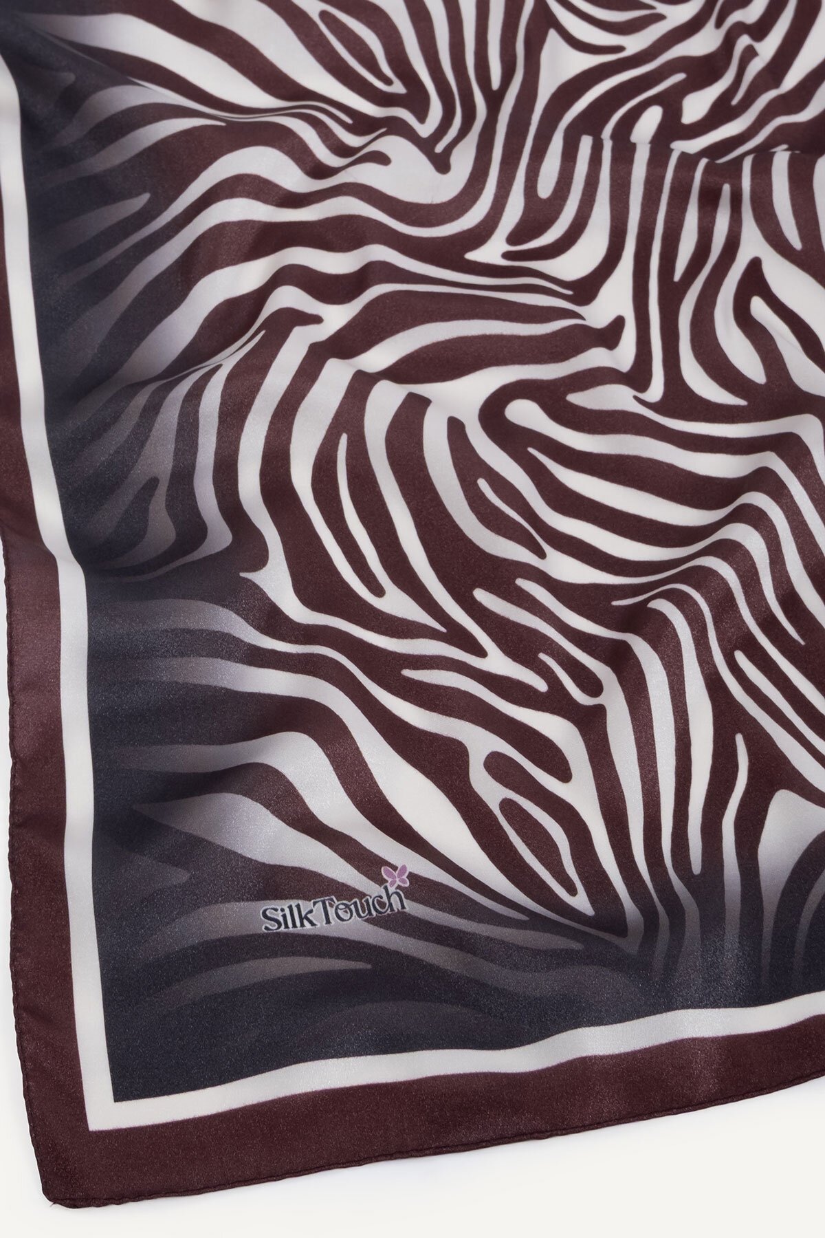 Bordo Zebra Desen Kristal Eşarp