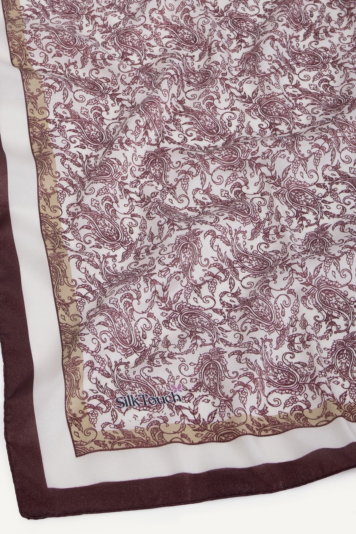 Bordo Asalet Motifi Desen Kristal Eşarp
