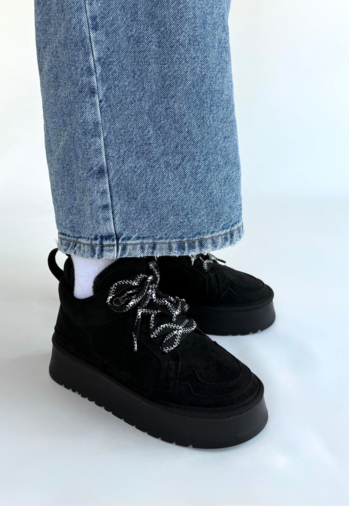 Muden Siyah Süet Bağcıklı Bot