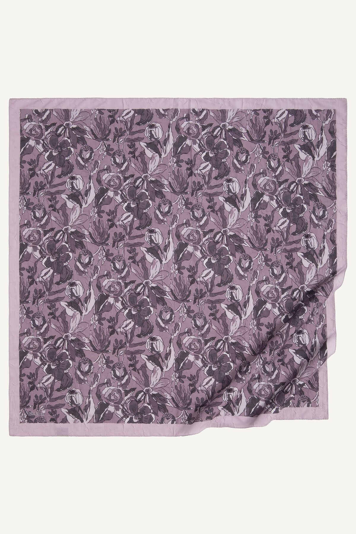 Lila Vintage Flora Desen Kraş Eşarp