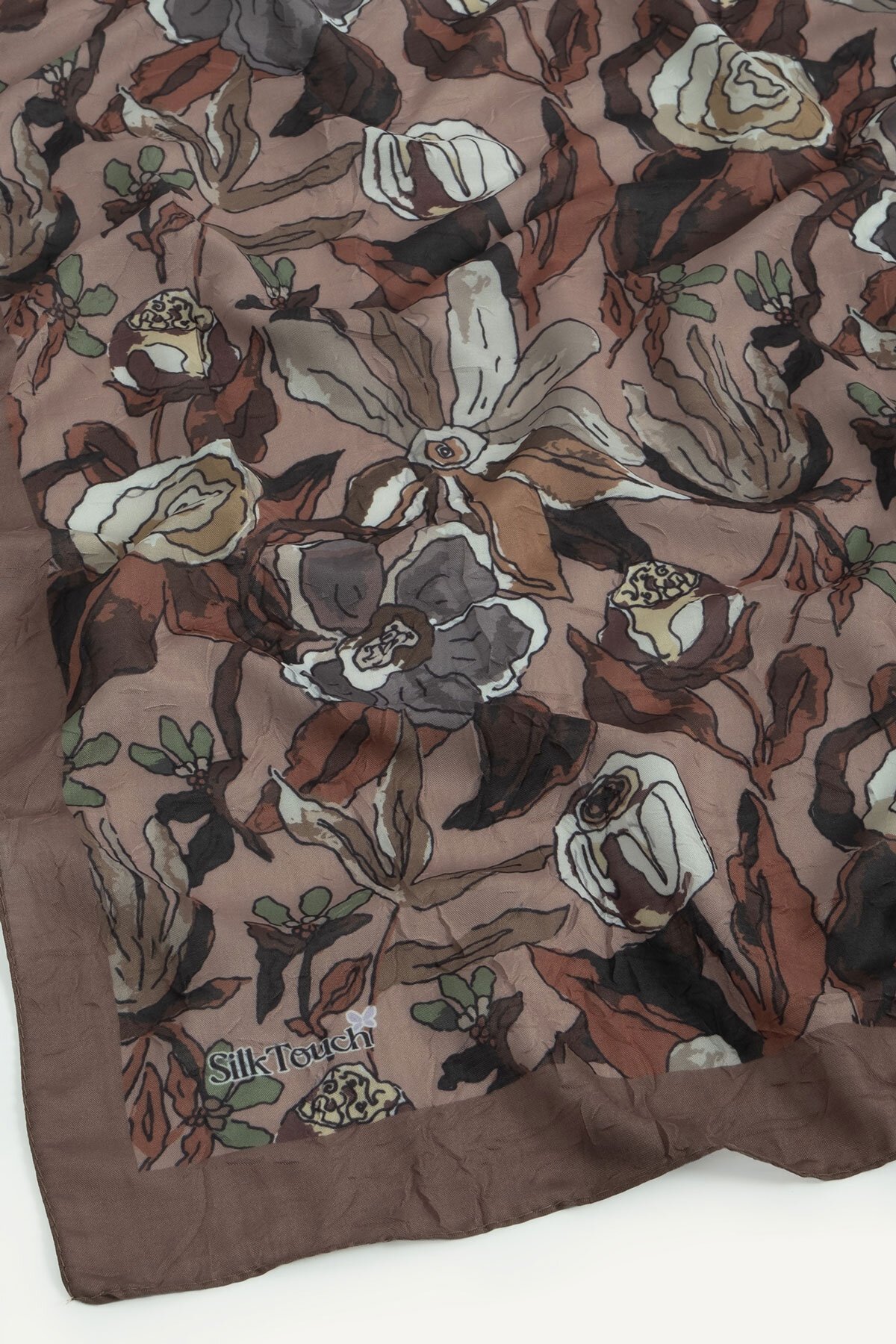 Gül Vintage Flora Desen Kraş Eşarp