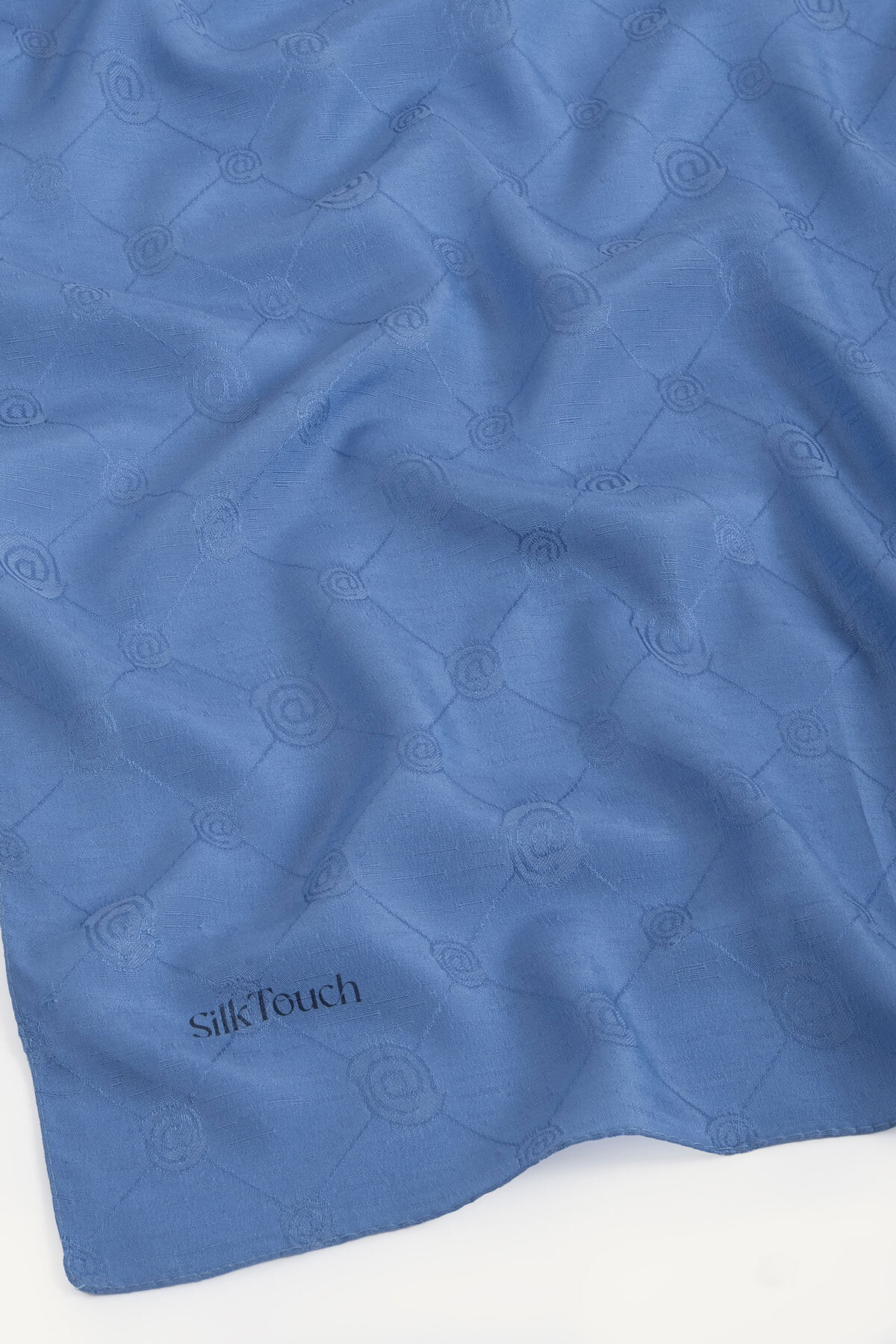 İndigo Monogram Desen Mercan Eşarp