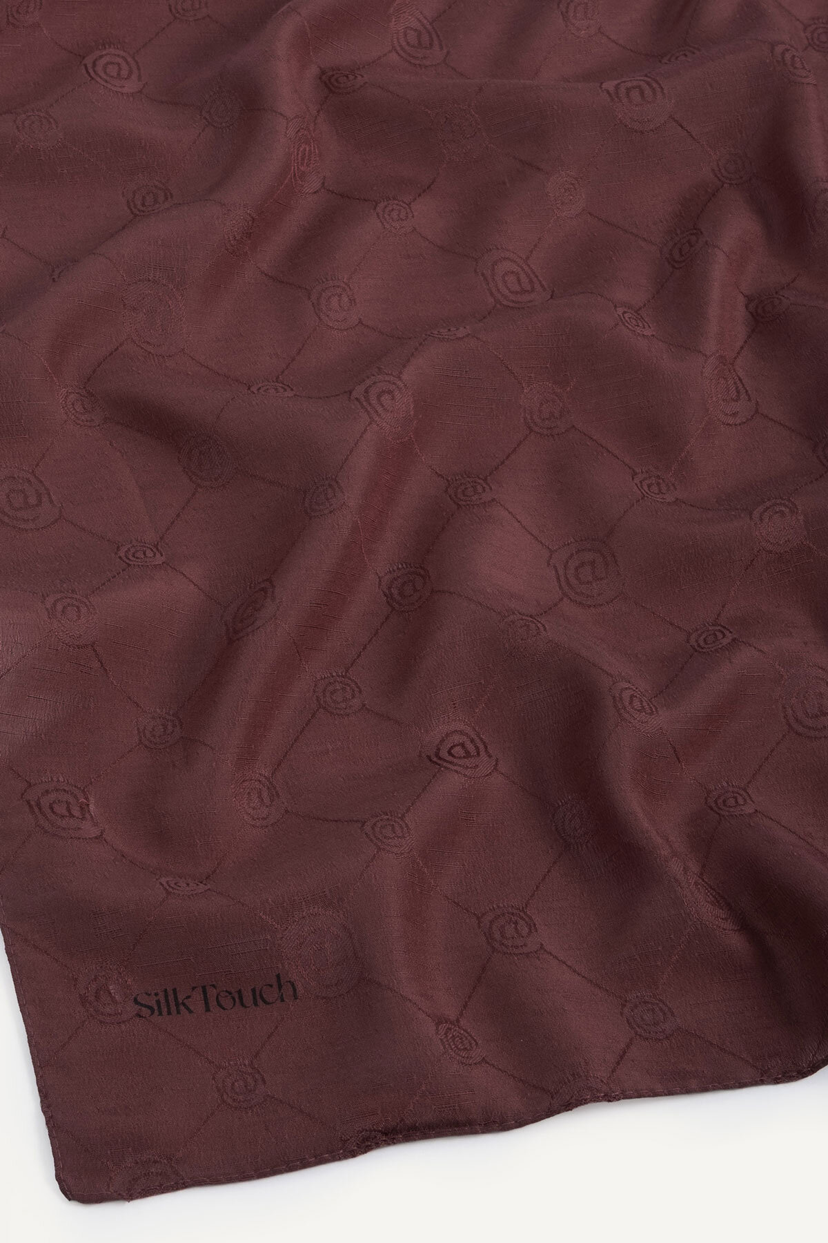 Bordo Monogram Desen Mercan Eşarp