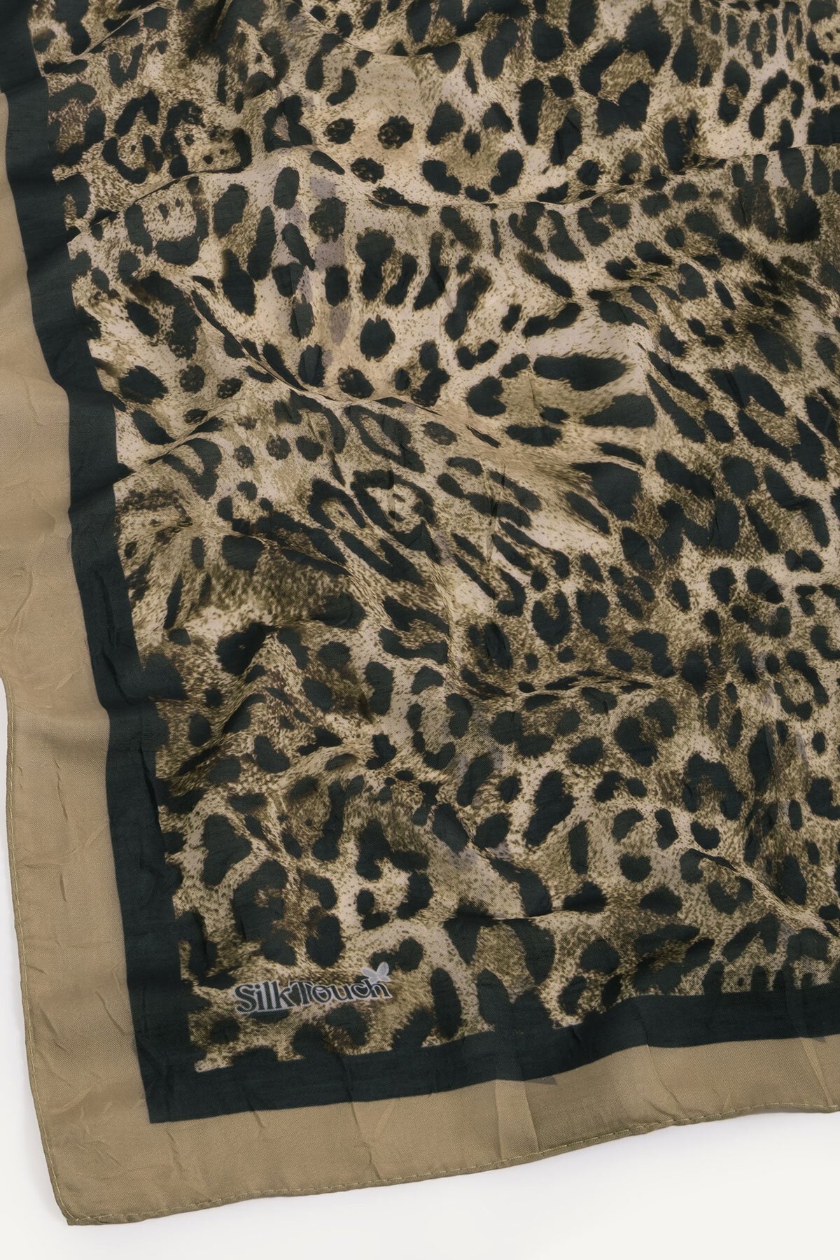 Gold Leopar Desenli Kraş Eşarp