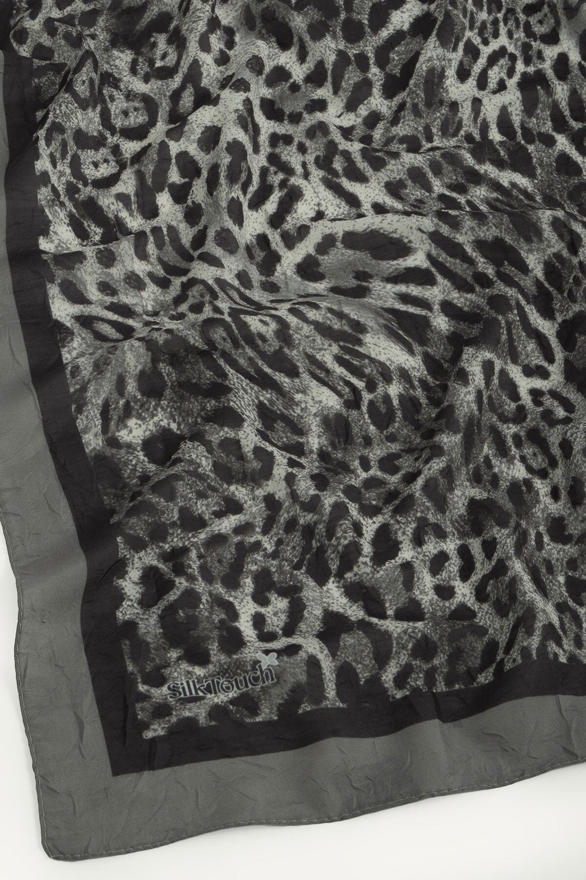 Füme Leopar Desenli Kraş Eşarp