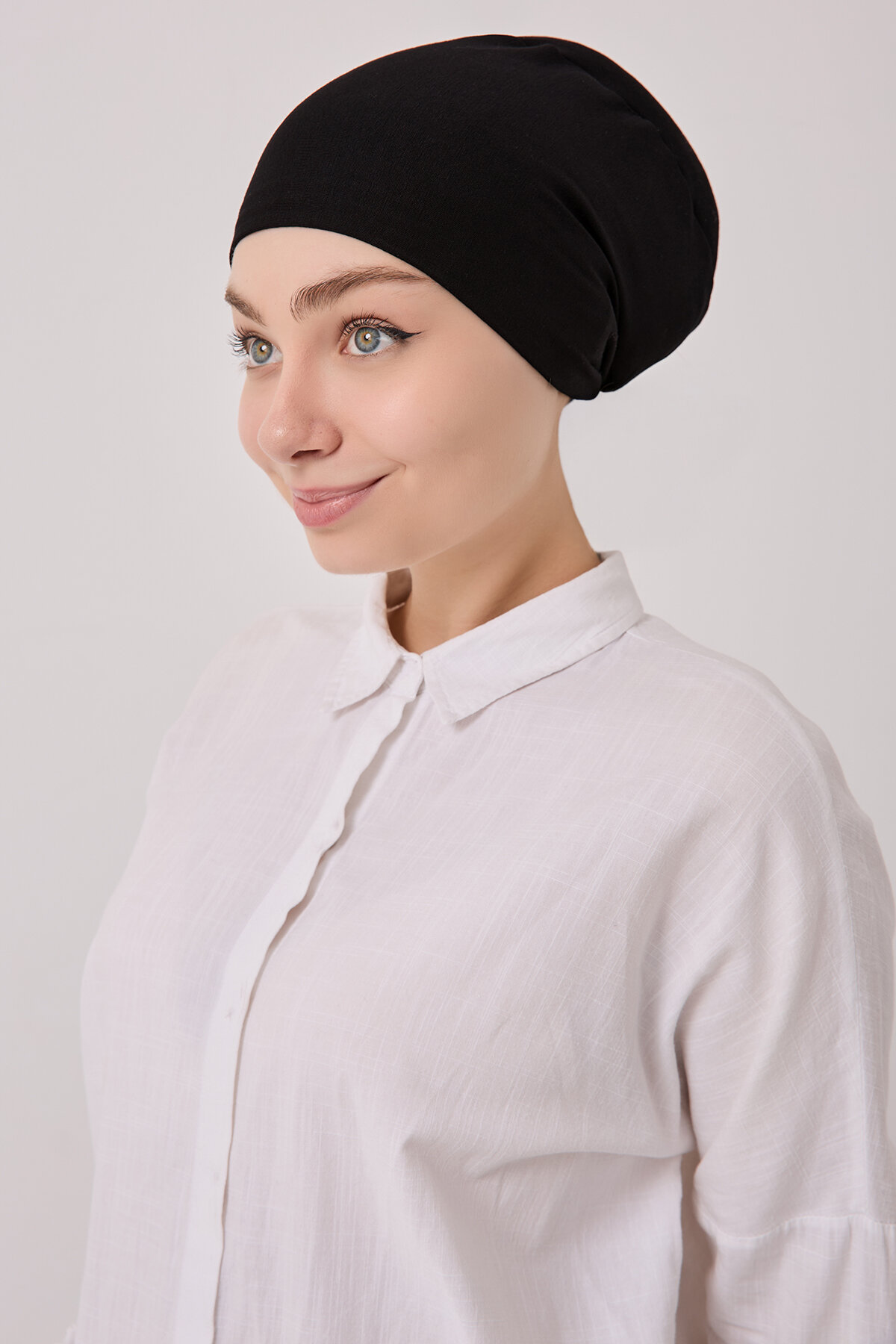 Siyah Türban Tesettür Topuz Bone