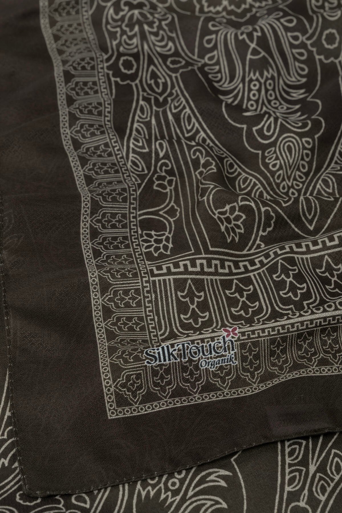 Acı Kahve Paisley Desenli Organik Şal