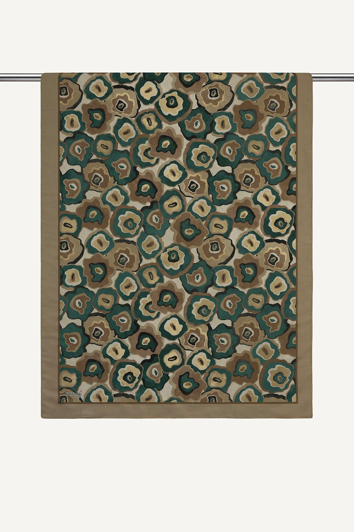 Bej Yeşil Pattern Desenli Organik Şal
