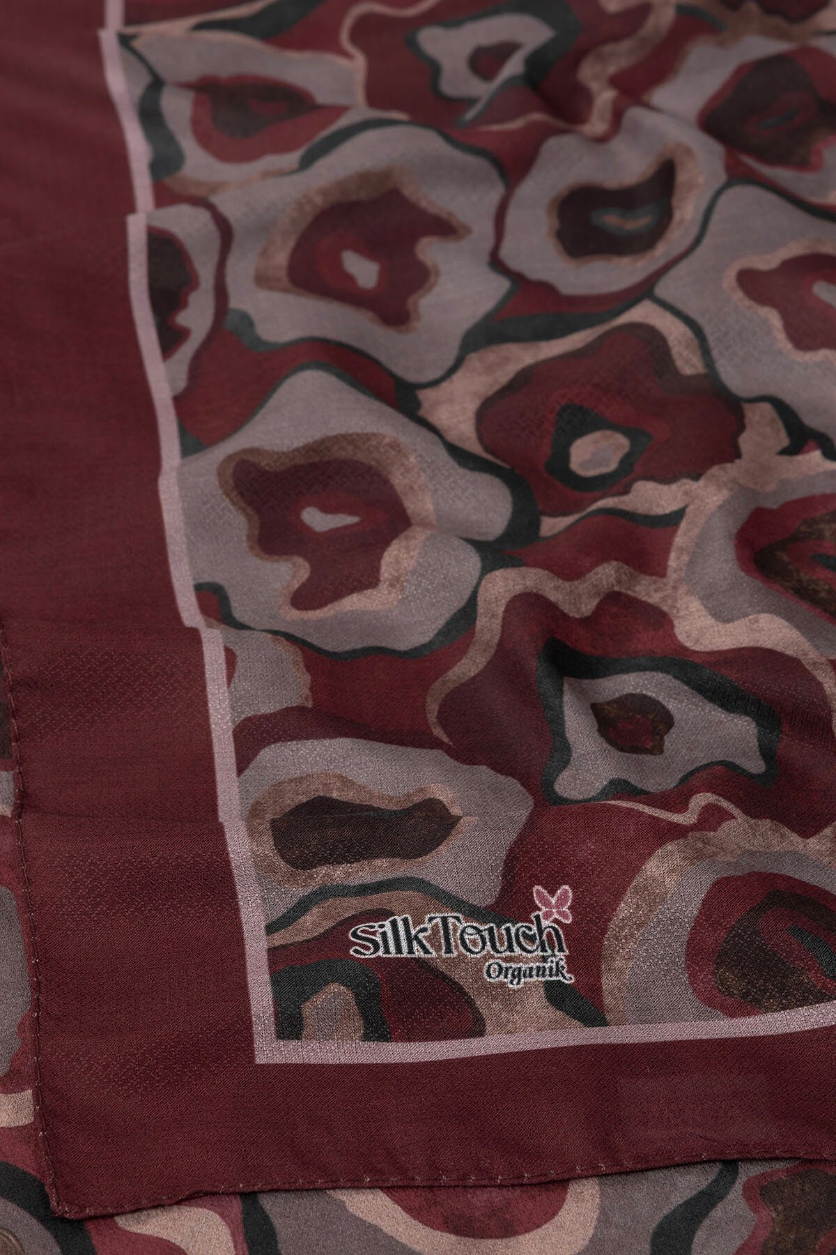 Bordo Pattern Desenli Organik Şal