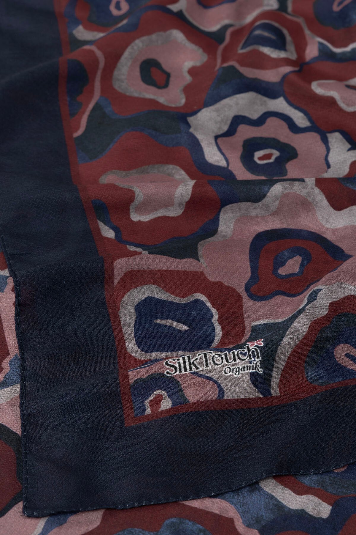 Lacivert Bordo Pattern Desenli Organik Şal