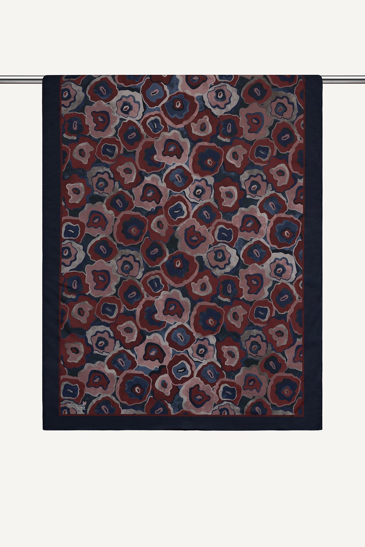 Lacivert Bordo Pattern Desenli Organik Şal