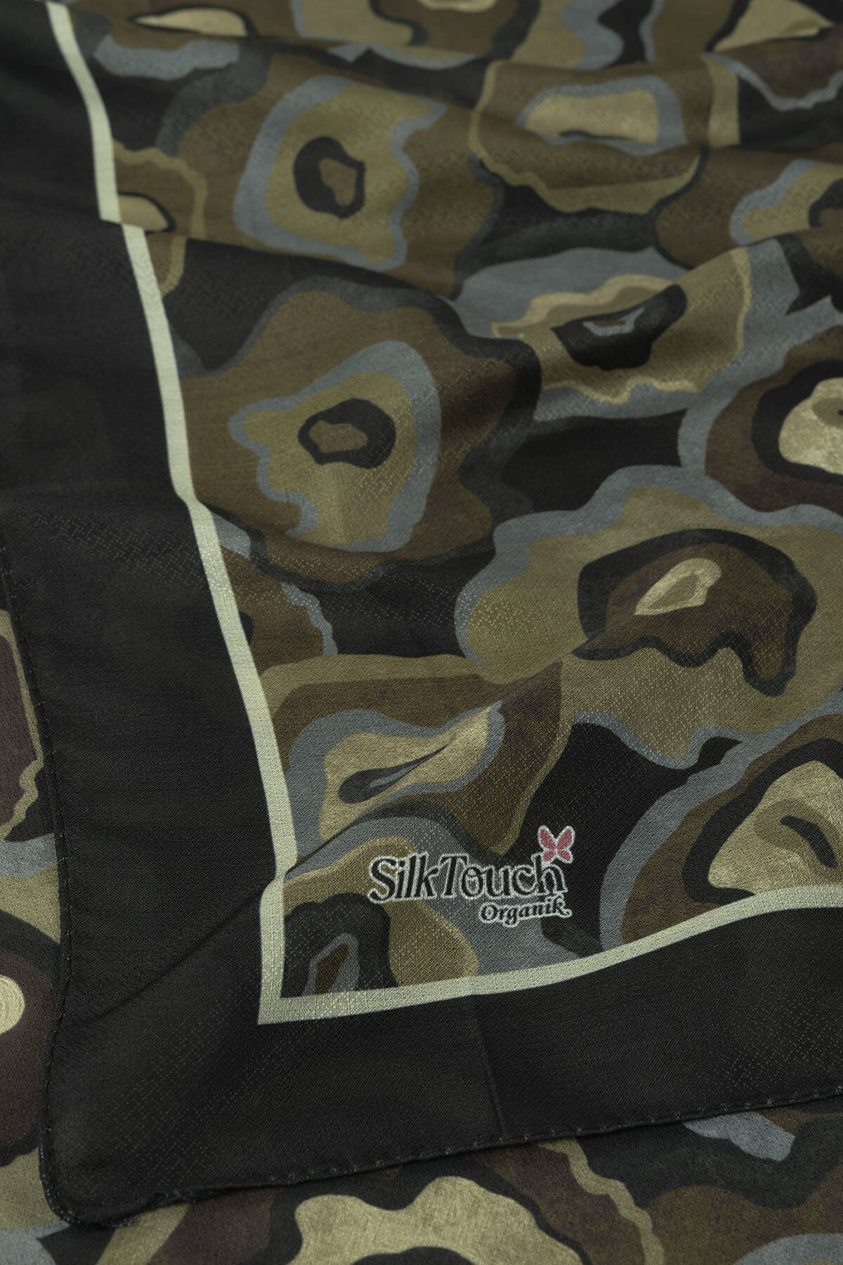 Siyah Kahve Pattern Desenli Organik Şal