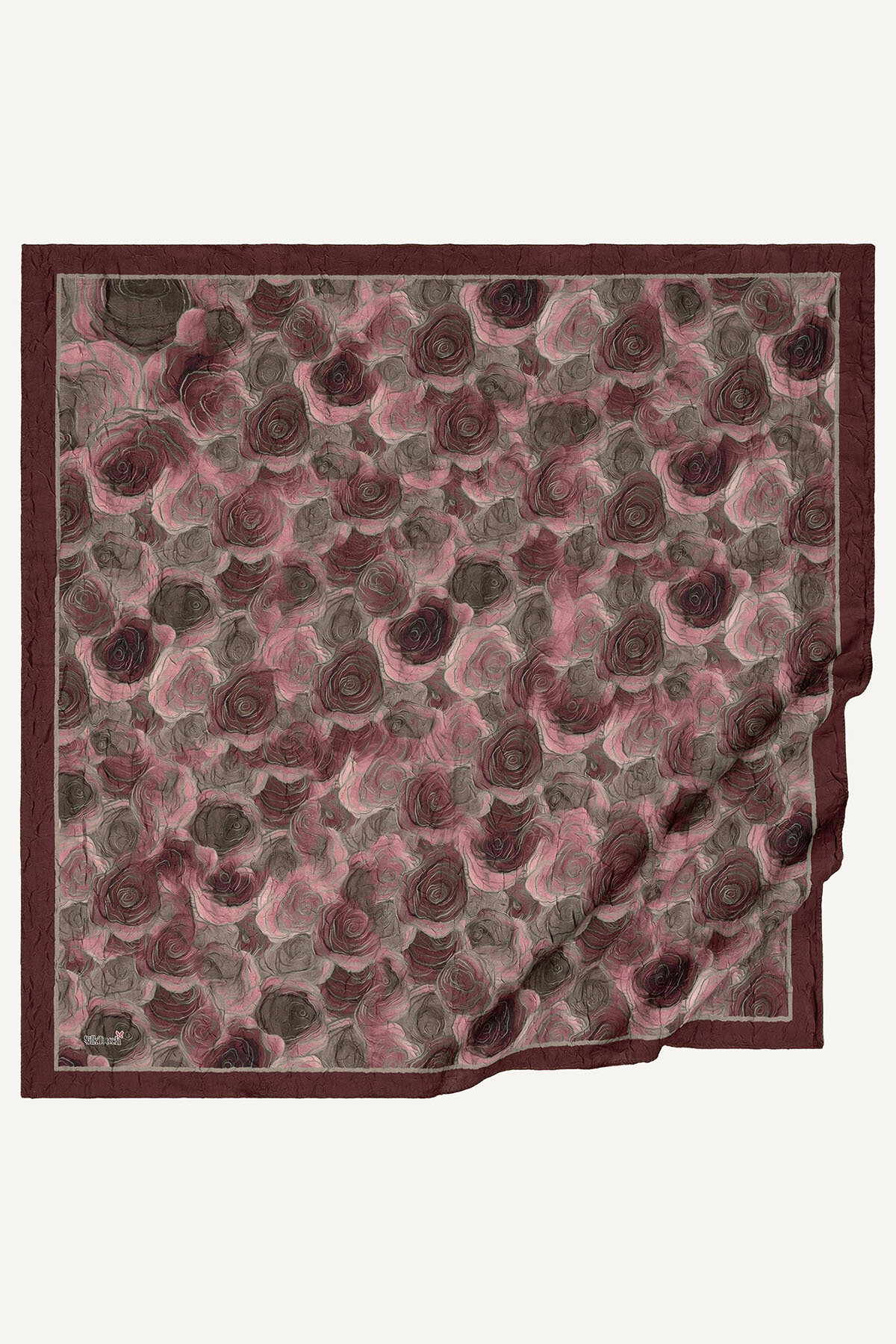 Bordo Rölyef Desen Kraş Eşarp