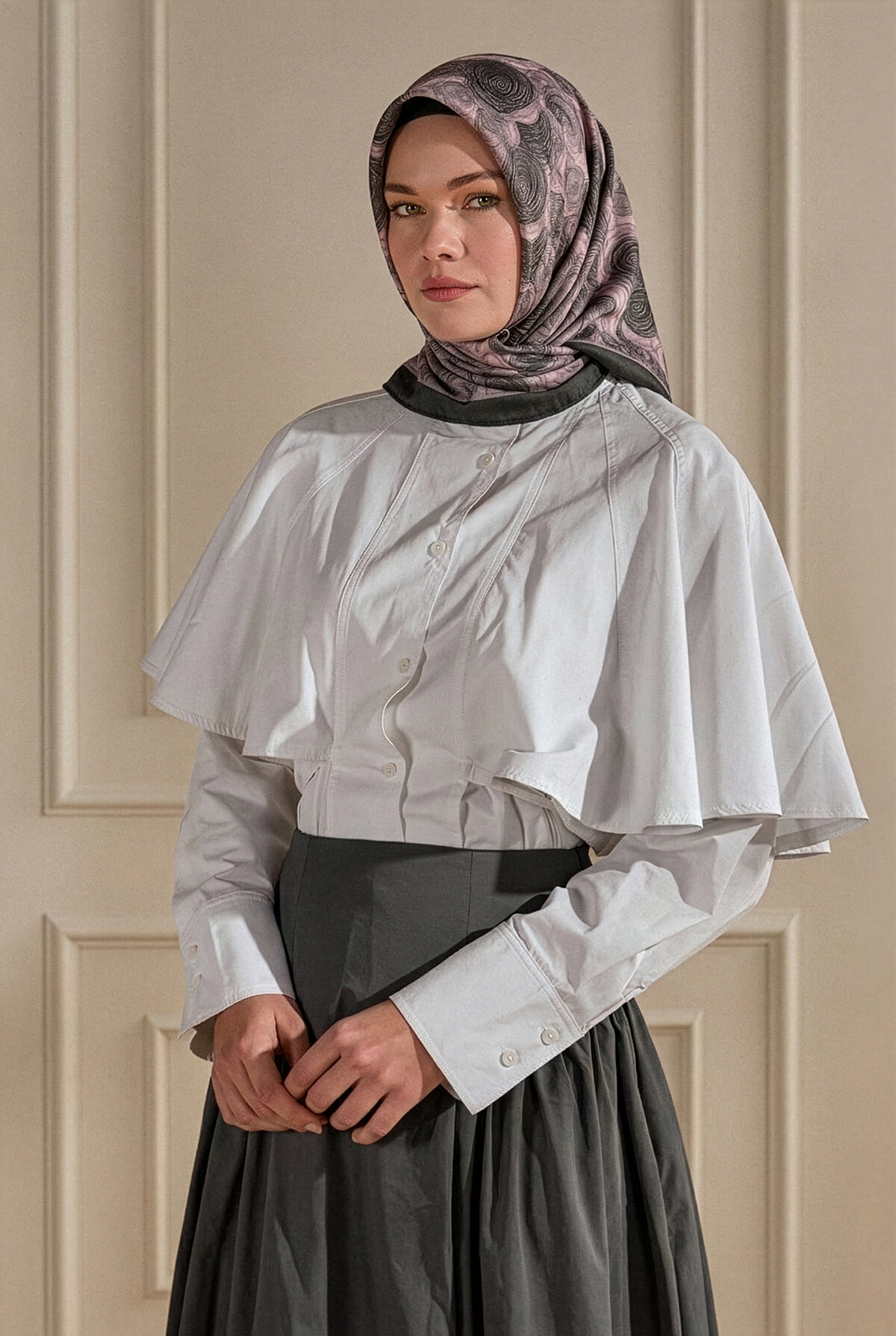 Füme Rölyef Desen Kraş Eşarp