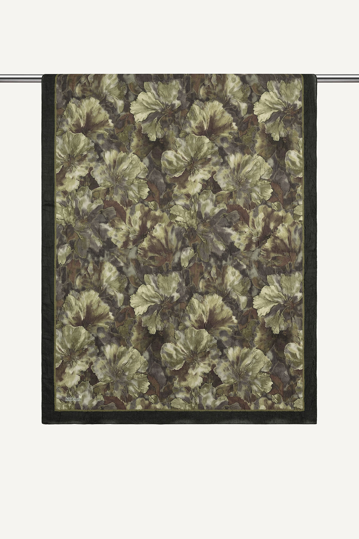 Siyah Gold Florin Desenli Kraş Şal