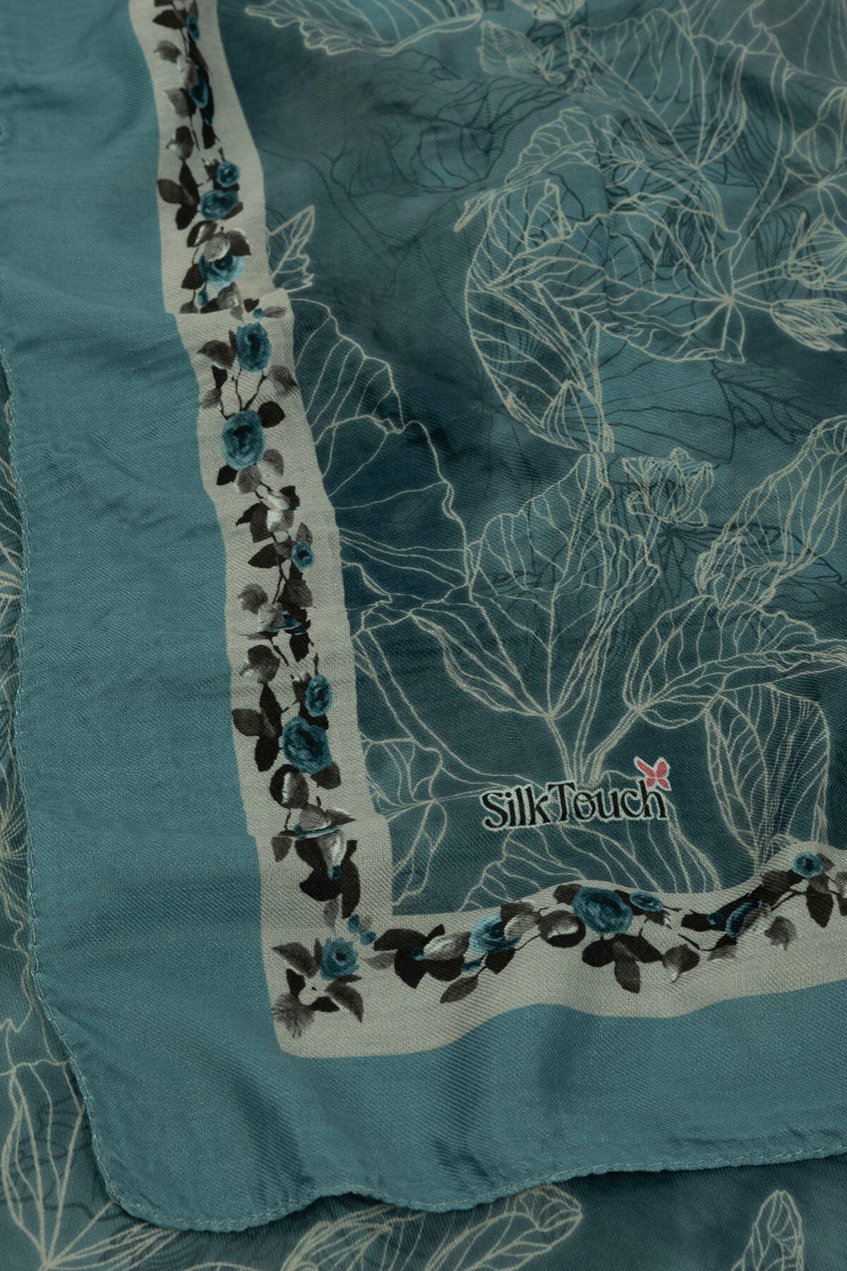 Aqua Vintage Garden Desenli Müslin Şal