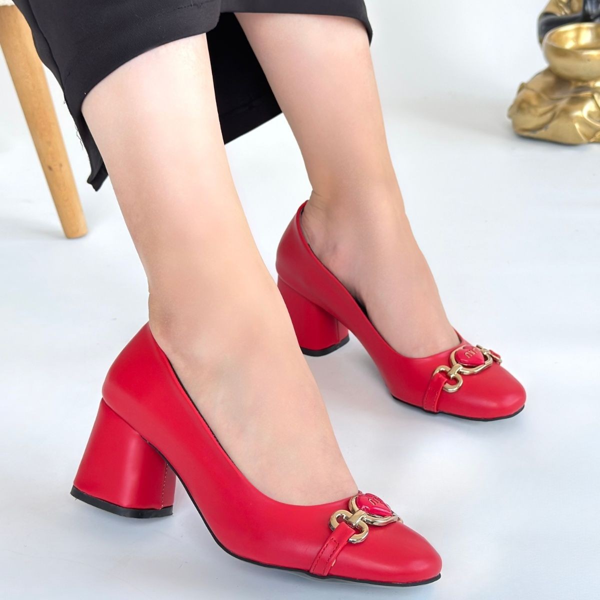 Lucky Kırmızı Cilt Topuklu Ayakkabı