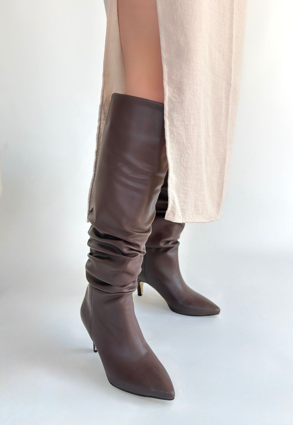 Zelya Kahverengi Cilt Topuklu Çizme