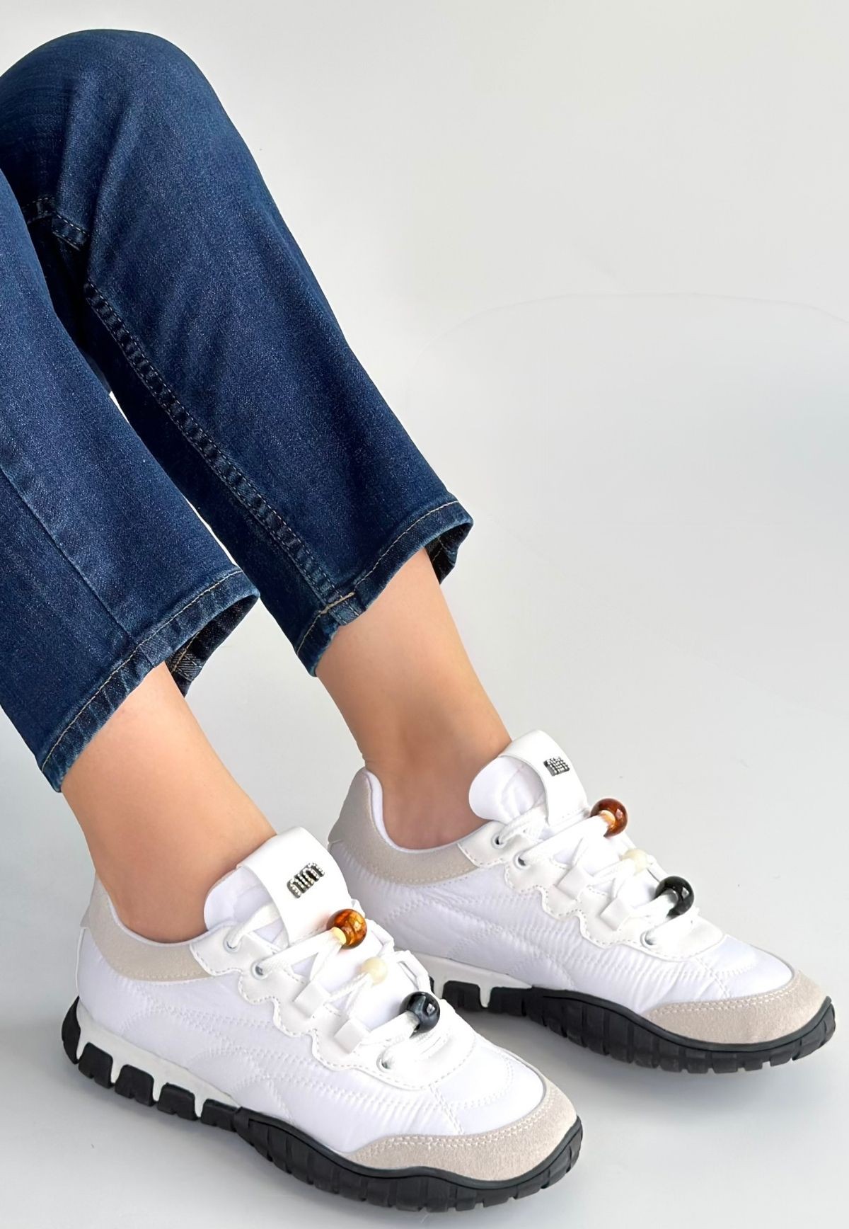 Tues Beyaz Nubuk Bağcıklı Spor Ayakkabı