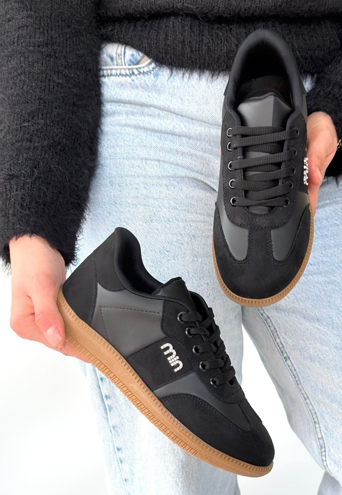 Lunga Siyah Cilt Bağcıklı Spor Ayakkabı