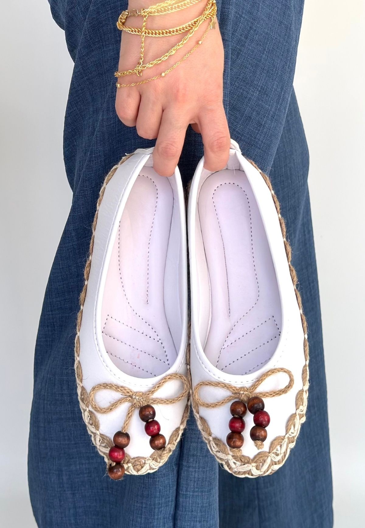 Ilwe Beyaz Cilt Babet Ayakkabı