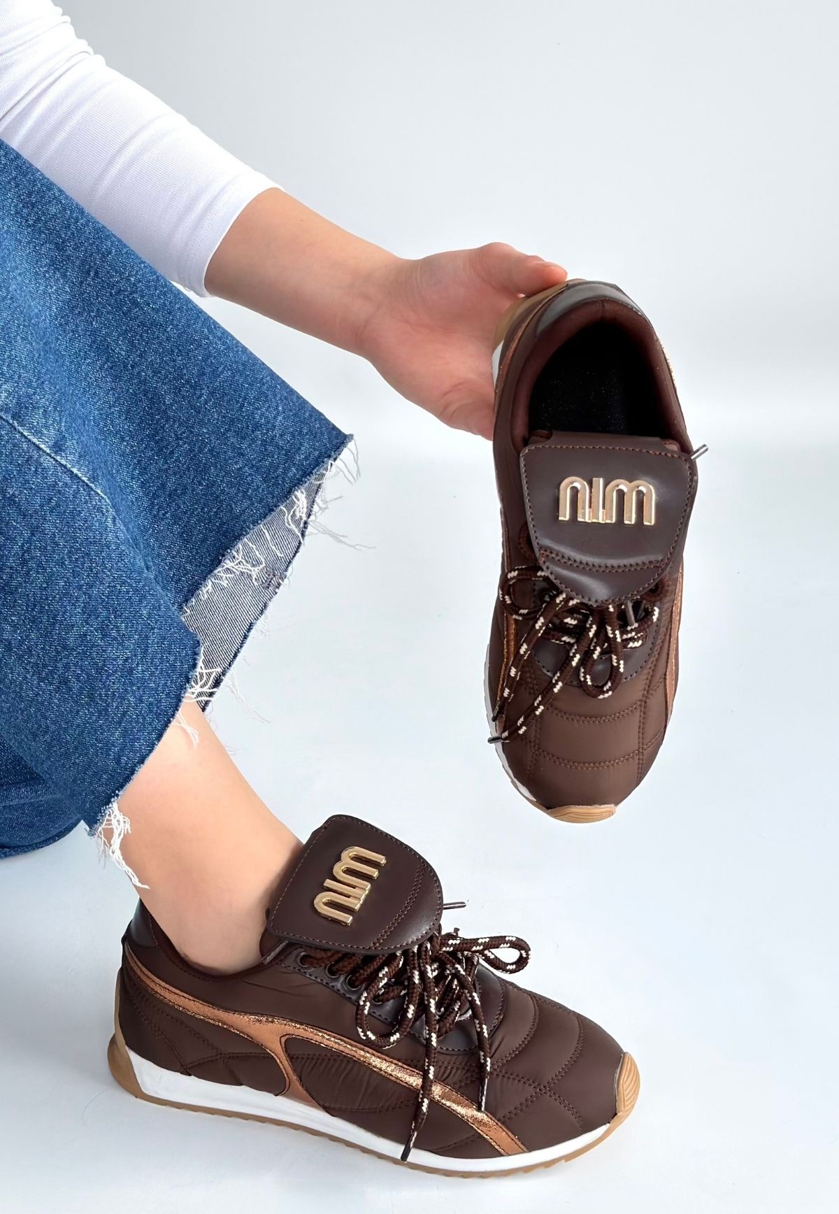 Dissa Kahverengi Cilt Bağcıklı Paraşüt Detaylı Spor Ayakkabı