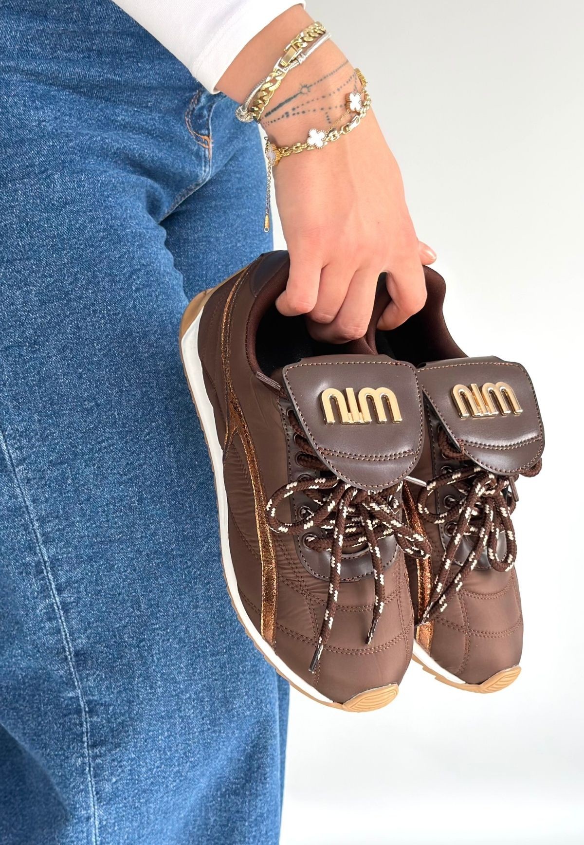 Dissa Kahverengi Cilt Bağcıklı Paraşüt Detaylı Spor Ayakkabı