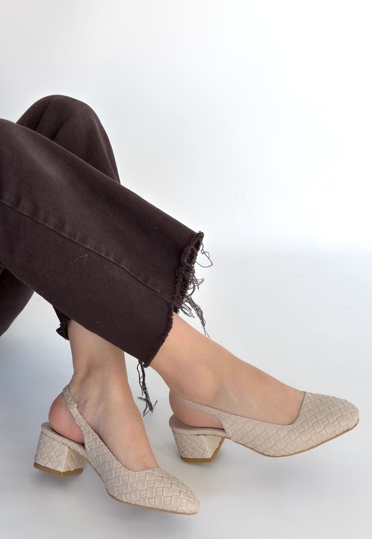 Dier Bej Cilt Topuklu Ayakkabı