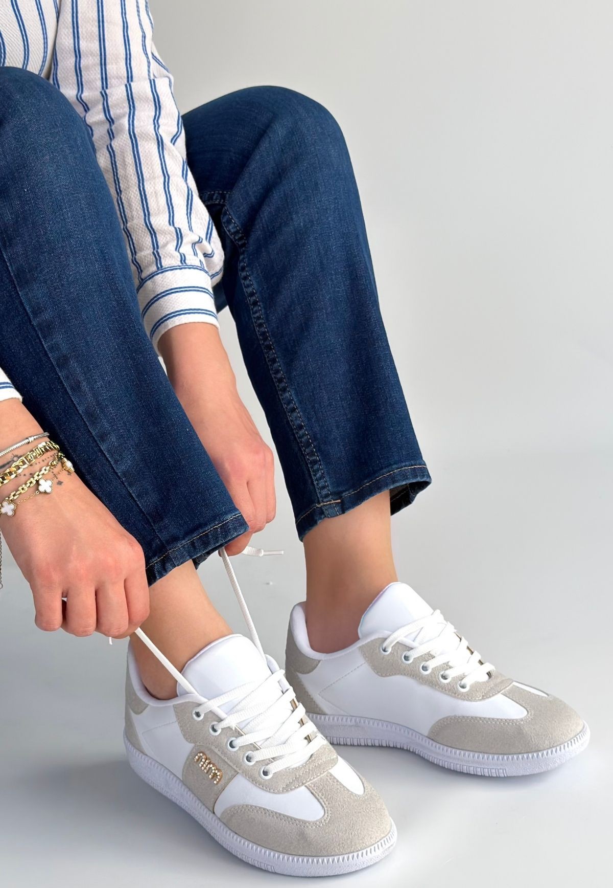 Lunga Beyaz Cilt Bağcıklı Spor Ayakkabı