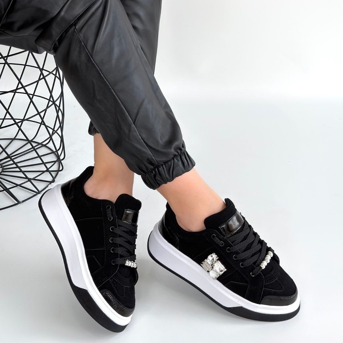 Ceans Siyah Süet Bağcıklı Spor Ayakkabı