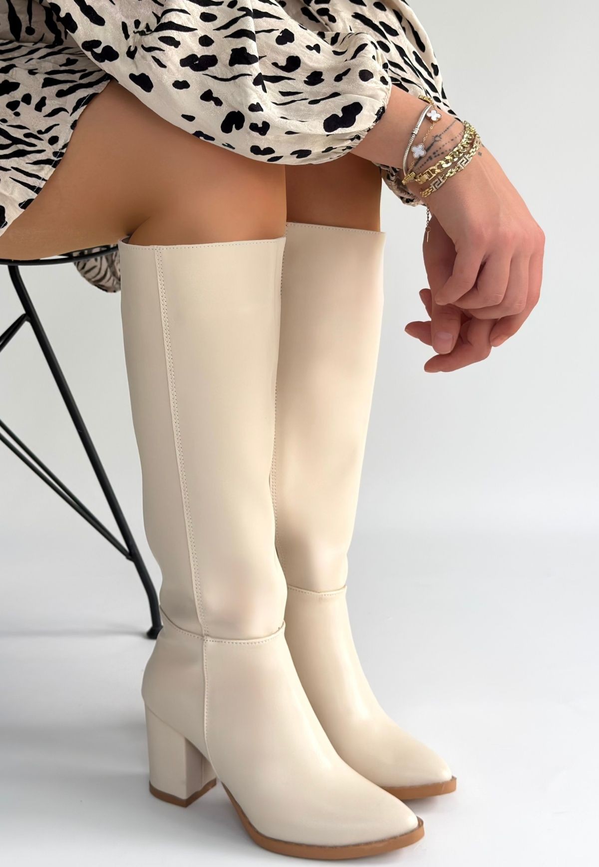 Morena Bej Cilt Bej Tabanlı Topuklu Çizme