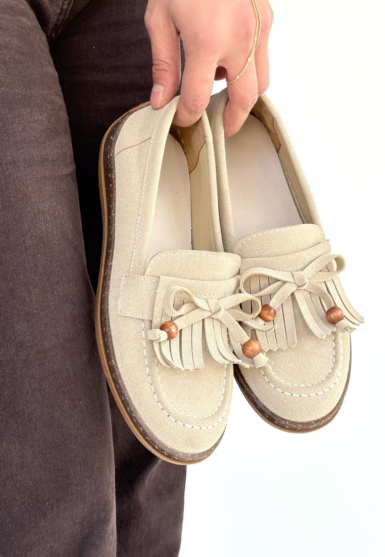 Boriy Bej Deri Tozu Süet Babet Ayakkabı