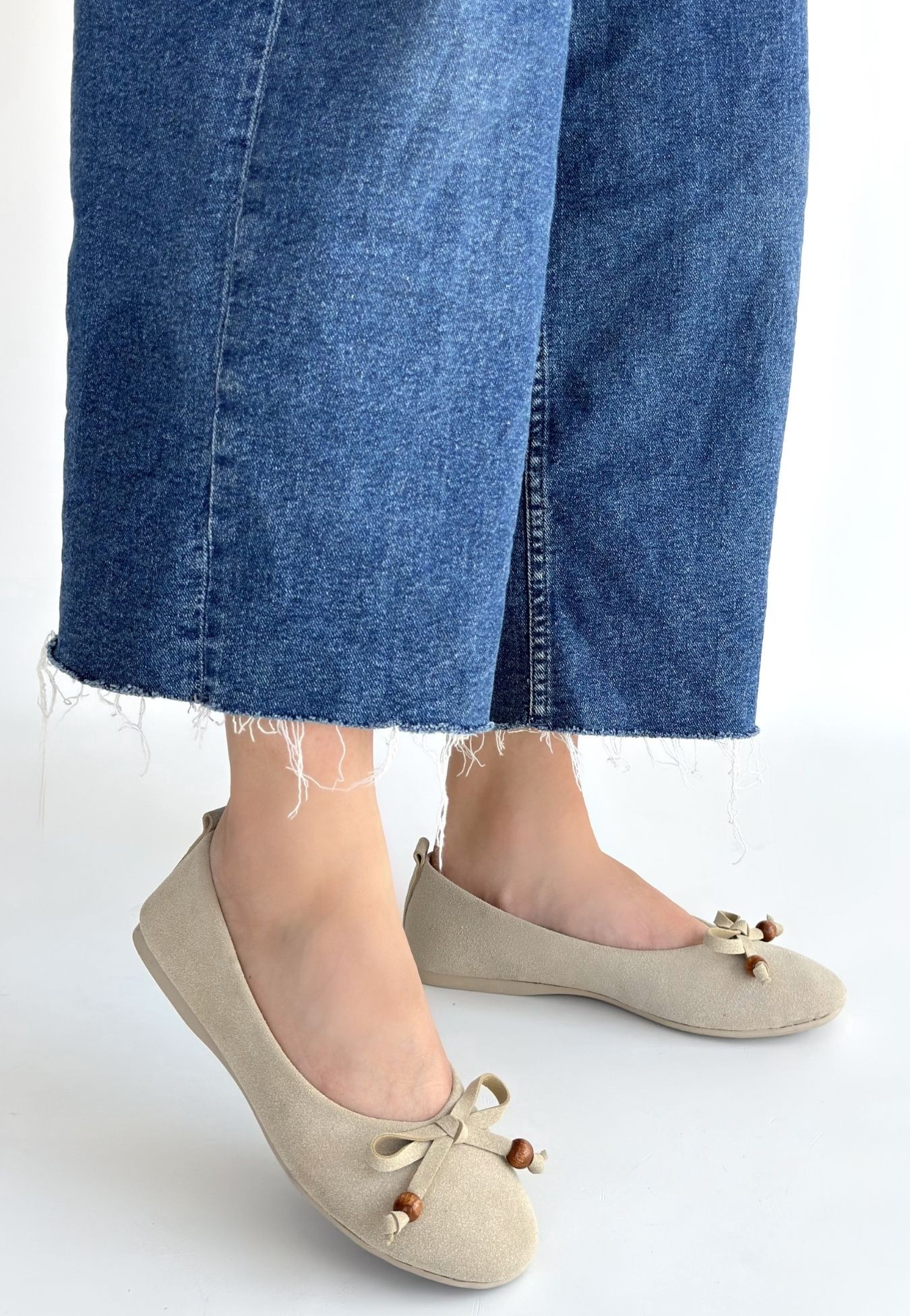 Cear Bej Deri Tozu Süet Babet Ayakkabı