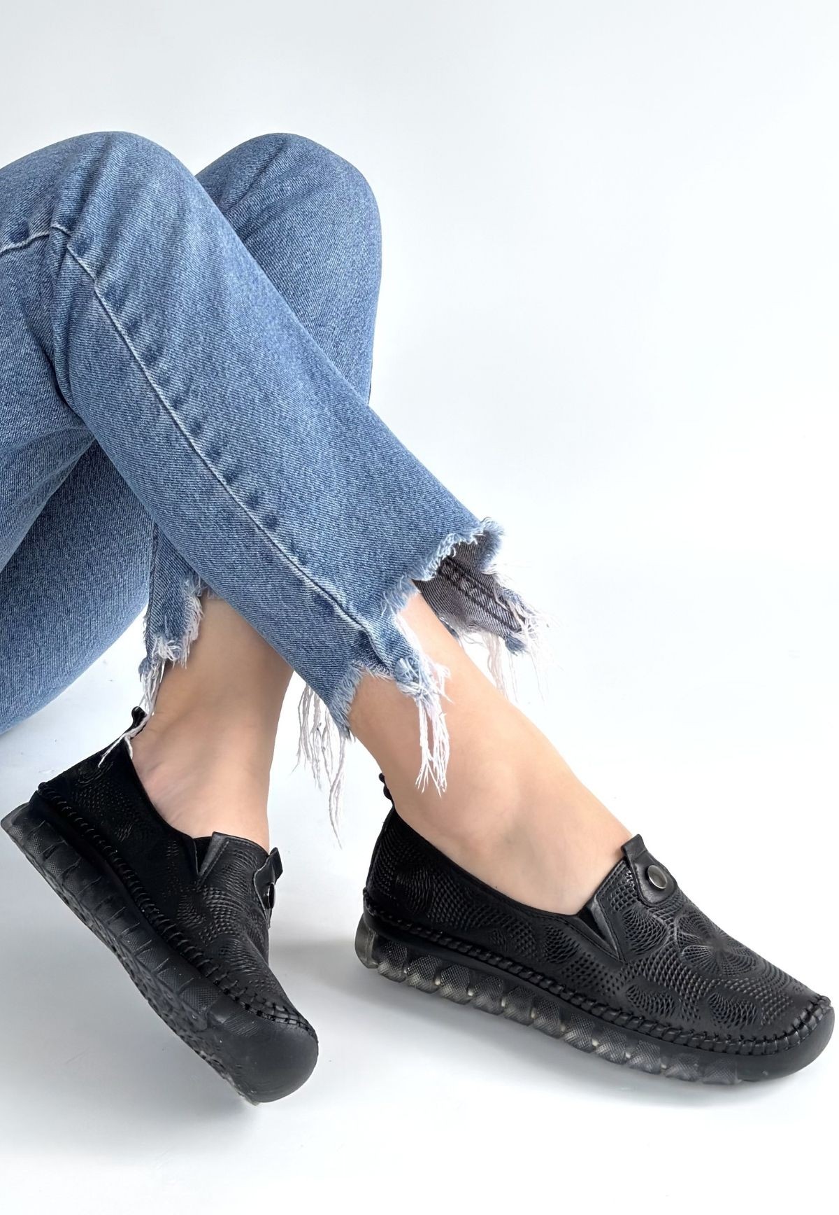 Rinna Siyah Deri Spor Ayakkabı