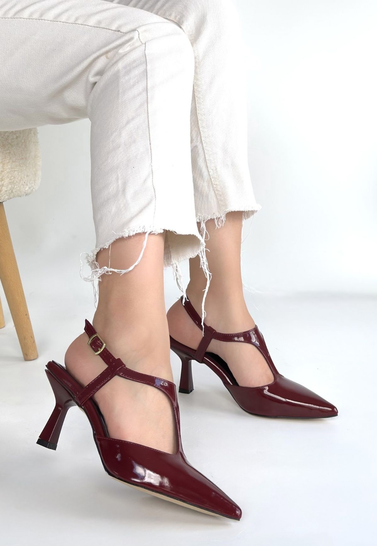 Tula Bordo Rugan Topuklu Ayakkabı