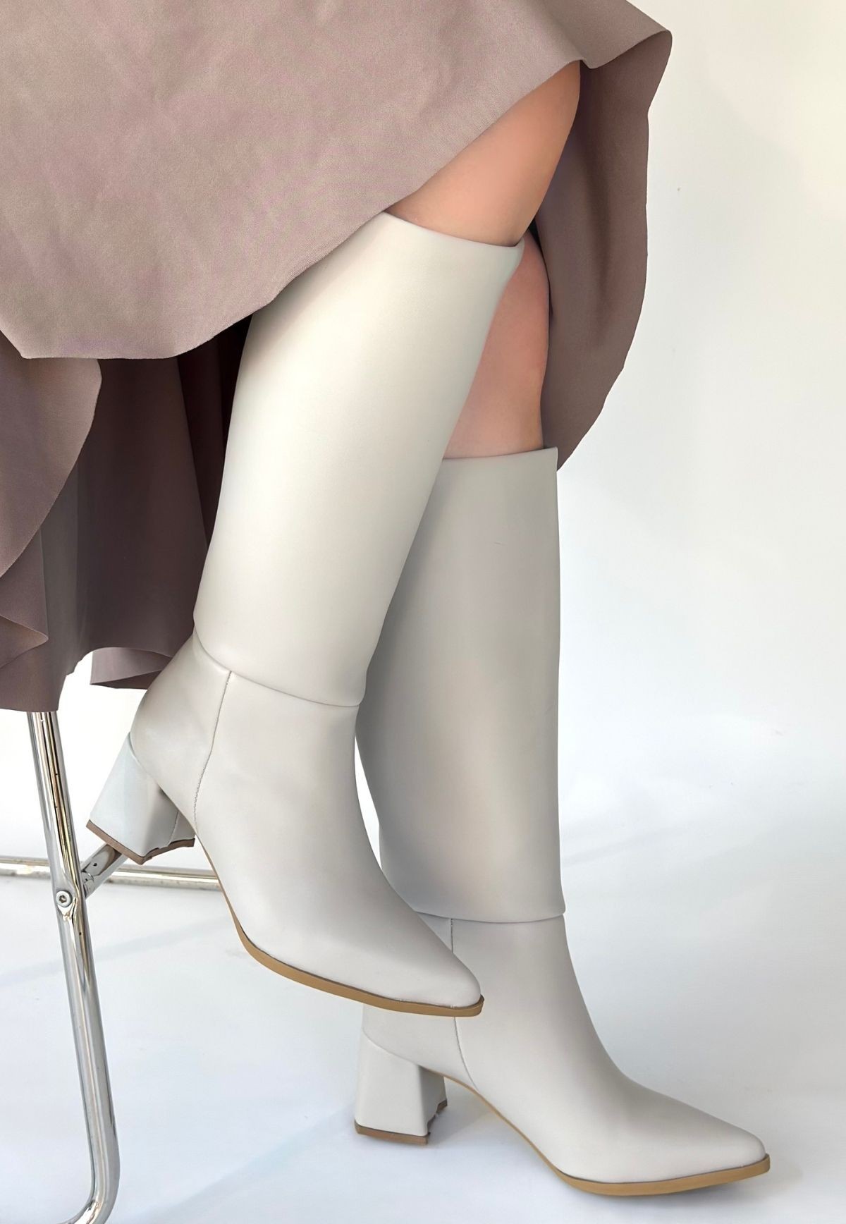 Roksa Ten Cilt Topuklu Çizme